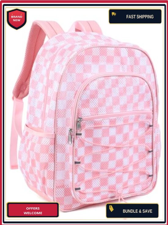 Heavy Duty Mesh Backpack See Through Bookbag for School, Sports, Travel main image 4